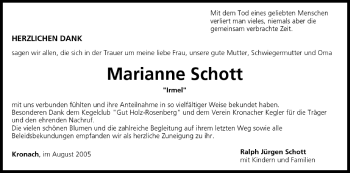 Anzeige von Marianne Schott von MGO