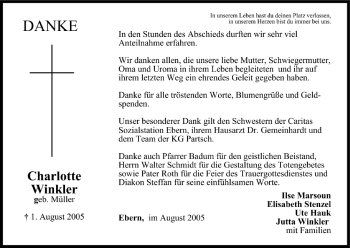 Anzeige von Charlotte Winkler von MGO
