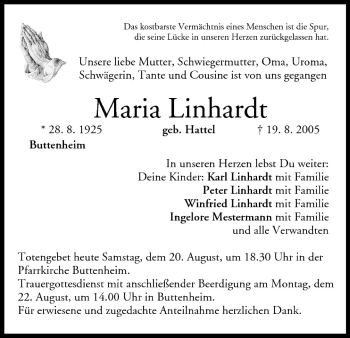 Anzeige von Maria Linhardt von MGO