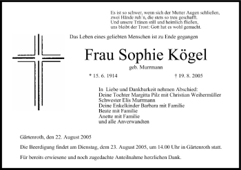 Anzeige von Sophie Kögel von MGO