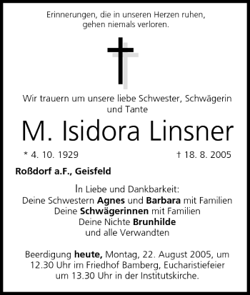 Anzeige von Isidora Linsner von MGO