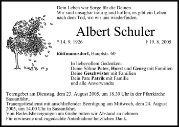 Anzeige von Albert Schuler von MGO