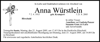 Anzeige von Anna Würstlein von MGO