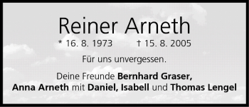 Anzeige von Reiner Arneth von MGO