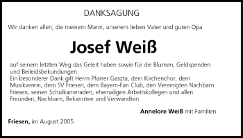 Anzeige von Josef Weiß von MGO