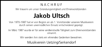 Anzeige von Jakob Ultsch von MGO