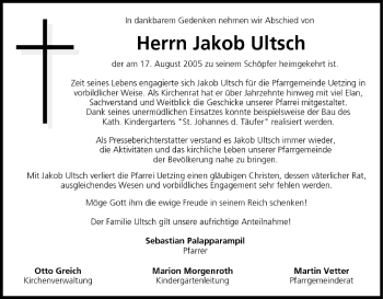 Anzeige von Jakob Ultsch von MGO