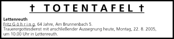 Anzeige von Totentafel vom 22.08.2005 von MGO