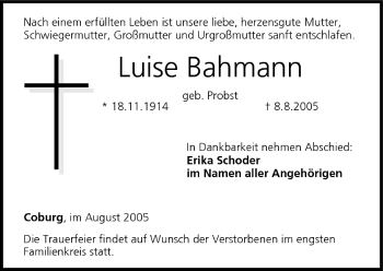 Anzeige von Luise Bahmann von MGO