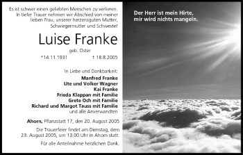 Anzeige von Luise Franke von MGO