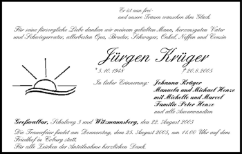 Anzeige von Jürgen Krüger von MGO