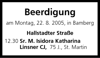 Anzeige von Beerdigungen vom 22.08.2005 von MGO