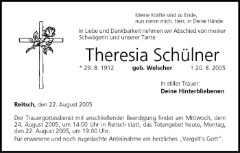Anzeige von Theresia Schülner von MGO