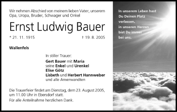 Anzeige von Ernst Ludwig Bauer von MGO