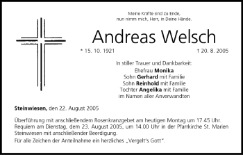 Anzeige von Andreas Welsch von MGO