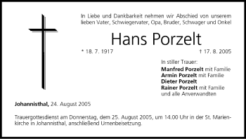 Anzeige von Hans Porzelt von MGO