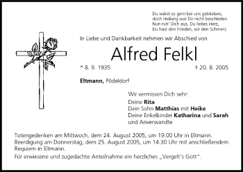 Anzeige von Alfred Felkl von MGO