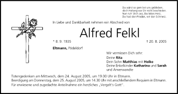 Anzeige von Alfred Felkl von MGO