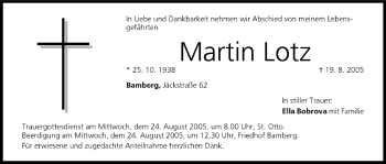 Anzeige von Martin Lotz von MGO