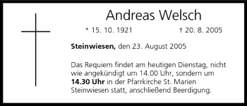 Anzeige von Andreas Welsch von MGO