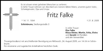 Anzeige von Fritz Falke von MGO