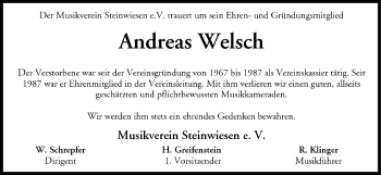 Anzeige von Andreas Welsch von MGO