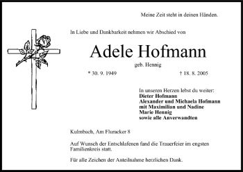Anzeige von Adele Hofmann von MGO