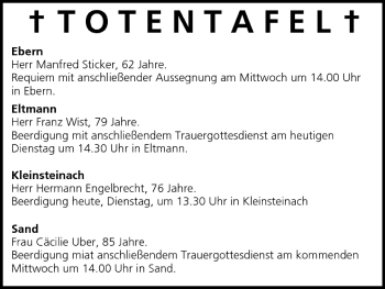 Anzeige von Totentafel vom 23.08.2005 von MGO