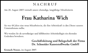 Anzeige von Katharina Wich von MGO