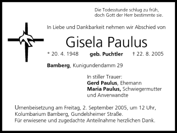 Anzeige von Gisela Paulus von MGO