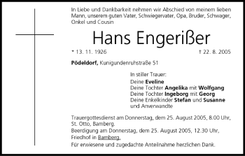 Anzeige von Hans Engerißer von MGO