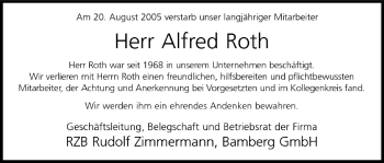 Anzeige von Alfred Roth von MGO