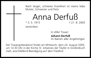 Anzeige von Anna Derfuß von MGO