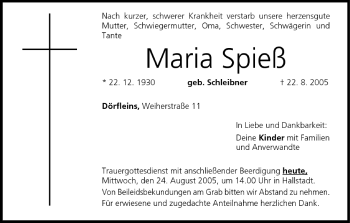 Anzeige von Maria Spieß von MGO