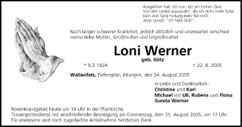 Anzeige von Loni Werner von MGO