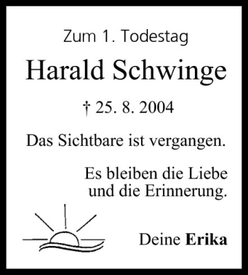 Anzeige von Harald Schwinge von MGO