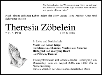 Anzeige von Theresia Zöbelein von MGO
