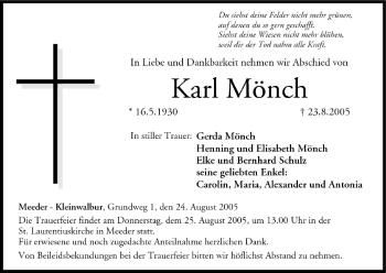 Anzeige von Karl Mönch von MGO