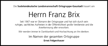 Anzeige von Franz Brix von MGO