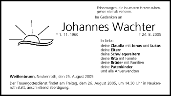 Anzeige von Johannes Wachter von MGO