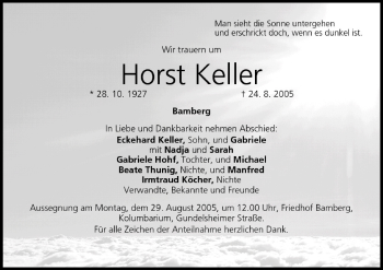 Anzeige von Horst Keller von MGO