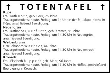 Anzeige von Totentafel vom 26.08.2005 von MGO