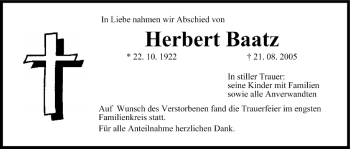 Anzeige von Herbert Baatz von MGO