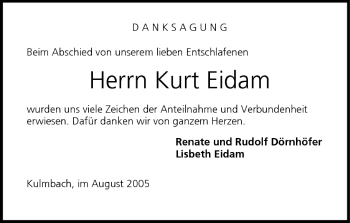 Anzeige von Kurt Eidam von MGO