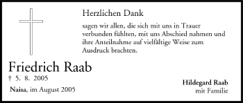 Anzeige von Friedrich Raab von MGO