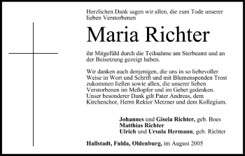 Anzeige von Maria Richter von MGO