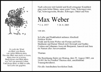 Anzeige von Max Weber von MGO