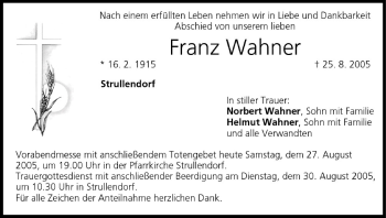 Anzeige von Franz Wahner von MGO