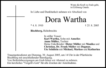Anzeige von Dora Wartha von MGO