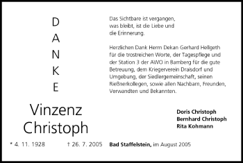 Anzeige von Vinzenz Christoph von MGO